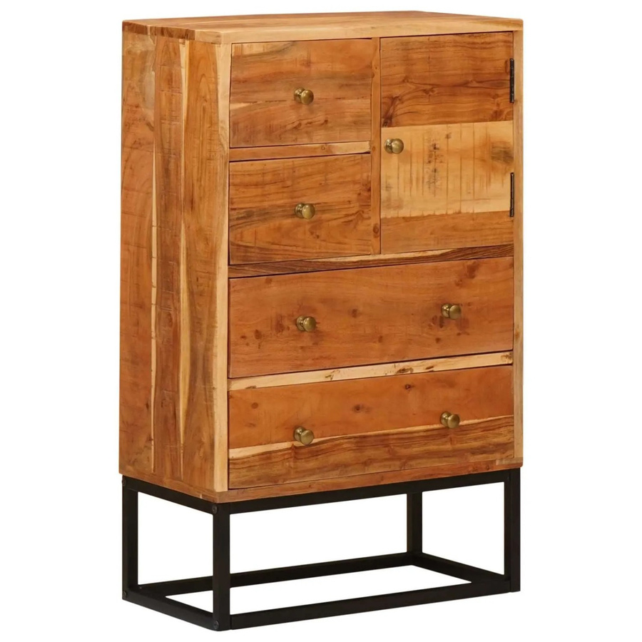 vidaXL Schubladenkommode aus Massivholz Akazie in Natur Braun, B/T/H: 55 x 30 x 90 cm - Bild 2