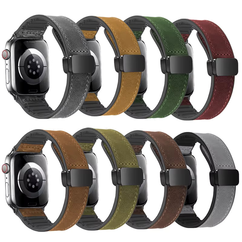 Uhrenarmband Silikon-Lederband, Magnetverschluss, Unisex - Bild 2