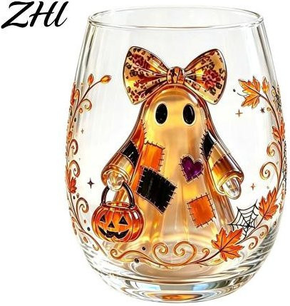 Stielloses Weinglas GETIFIT mit Meeresleben-Muster aus Borosilikat-Glas, Beige, 420 ml - Bild 1