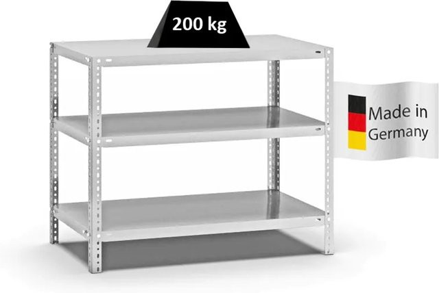 PROREGAL Fachbodenregal Medium-Duty mit 3 Ebenen, beidseitig nutzbar, Lichtgrau, H x B x T: 80 x 100 x 50 cm - Bild 1