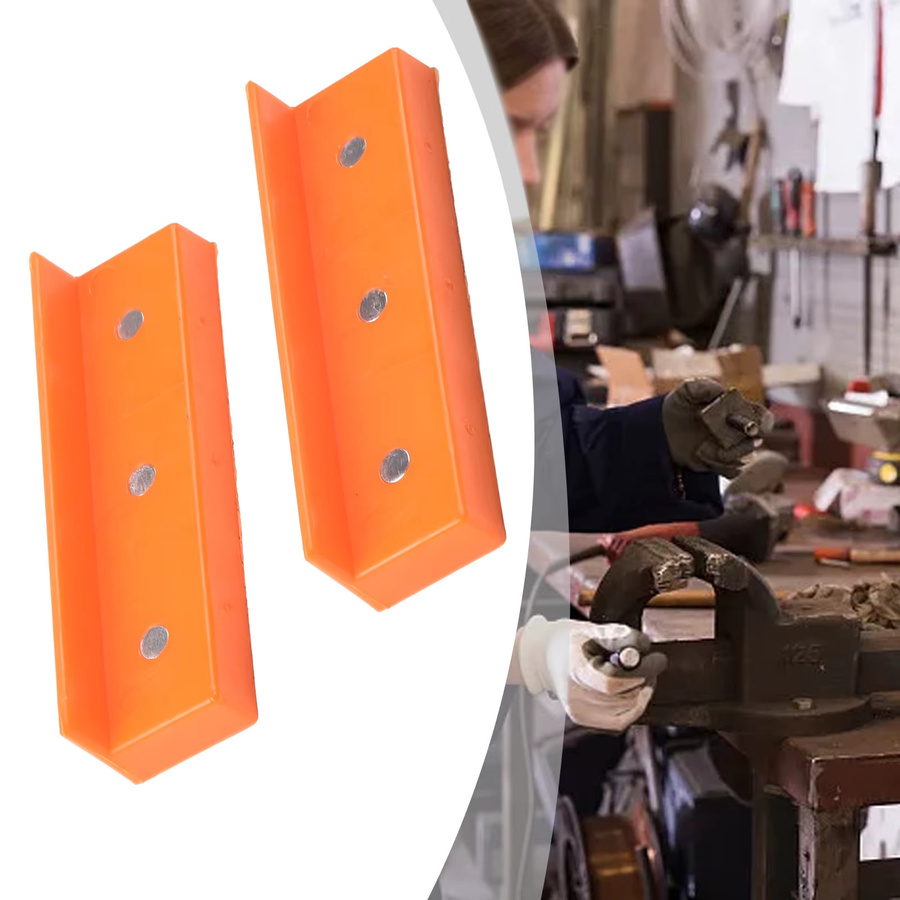DAZZLEEX Magnetische Weichbacken aus Gummi für 4 und 6 Zoll Schraubstock, 2 Stück, Orange - Bild 4