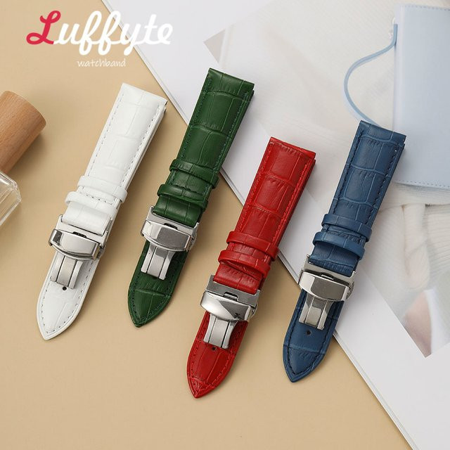 luffyte Uhrenarmband Leder, Bambusmuster, Schmetterlingsverschluss, Unisex - Bild 1