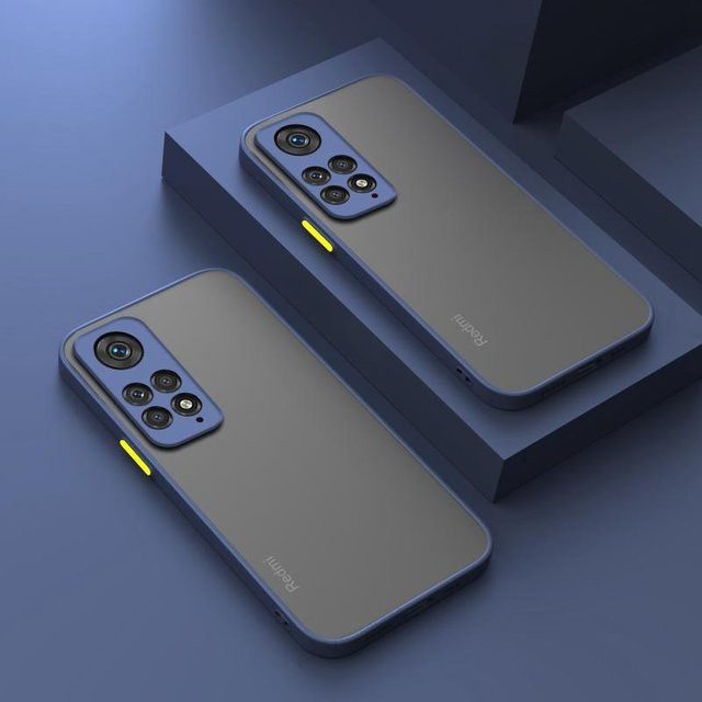 Stoßfeste Handyhülle für Xiaomi Redmi Note 11 Pro 5G, Mi Note 11S und Redmi Note 11S aus mattem, transluzentem PC-Material in Transparent und Grau - Bild 1