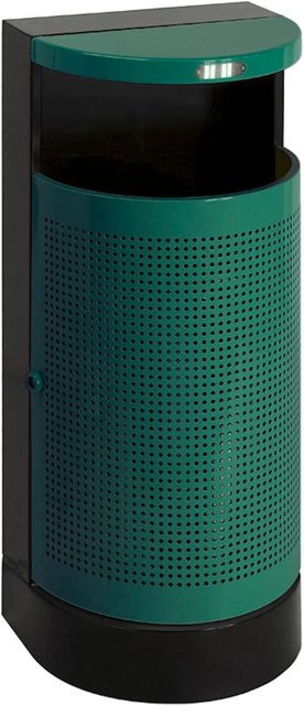 PROREGAL Halbrunder Abfallbehälter mit Bedachung für den Außenbereich, Grün, 32 Liter, H x B x T: 90 x 40 x 32 cm - Bild 1