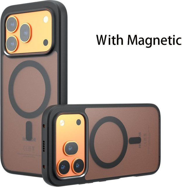 YULIN Magnetisches kabelloses Ladecase für Honor 600 Pro und Honor 600 5G, stoßfeste Rückseite in Schwarz, Transparent oder Braun - Bild 1
