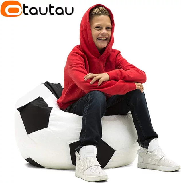 OTAUTAU Kleiner Fußball-Sitzsackbezug für Kinder in Multicolour und Weiß - Bild 1