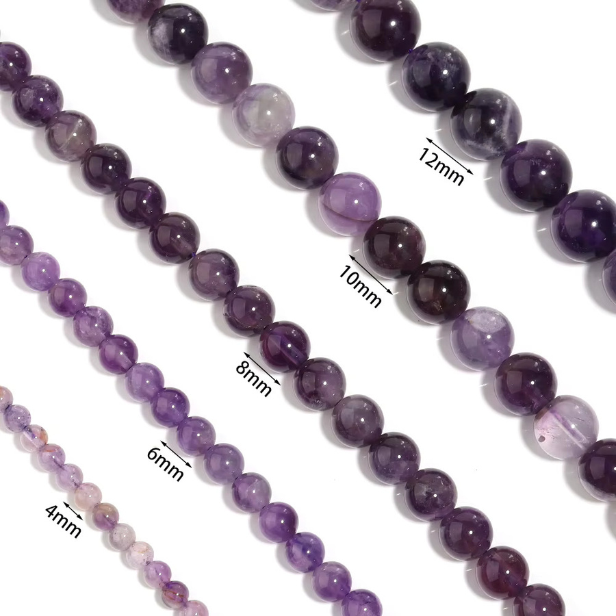 lingsai Amethyst-Perlen, dunkelviolett, Unisex, 4-12 mm - Bild 4