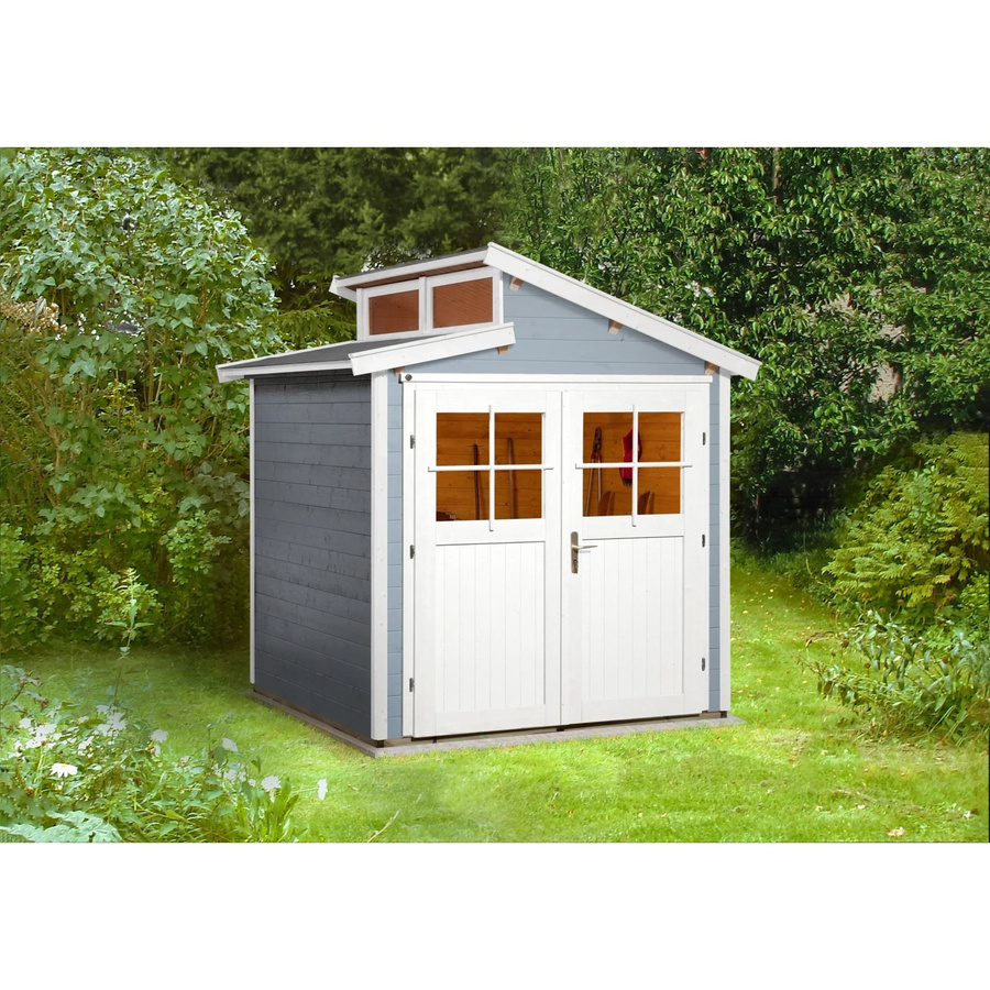 WEKA Holz-Gartenhaus 226 Gr. 1 in Grau mit Pultdach und Vordach, B/H/T: 237 x 252 x 209 cm - Bild 2