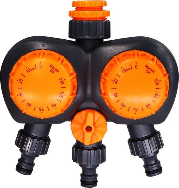 Mechanischer 3-Wege-Bewässerungscomputer RBCFHI mit doppelter Steuerung für Garten und Schlauch-Tropfsprinkler, Orange - Bild 1