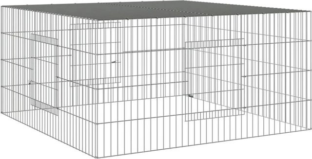 vidaXL Kaninchenkäfig aus verzinktem Eisen in Silber, B/T/H: 110 x 110 x 55 cm - Bild 1