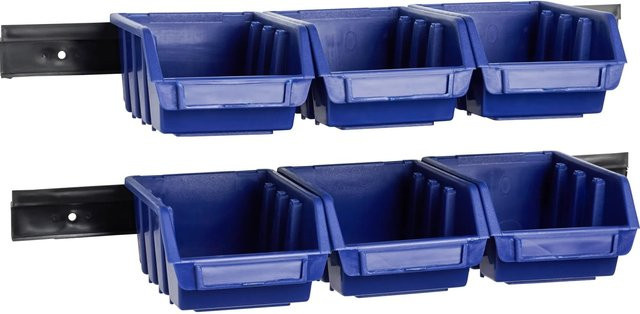LUX-TOOLS Lagersichtbox Set aus 6 Stück in Blau aus Kunststoff, Wandmontage möglich - Bild 1