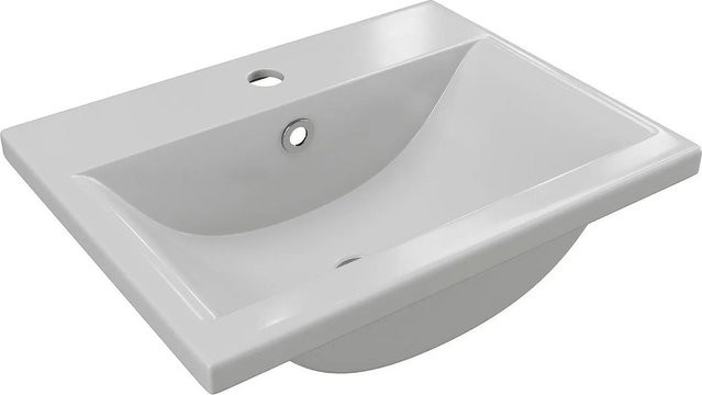 Yasmac Einbauwaschbecken aus Keramik in Weiß mit modernem Design, B: 51,5 cm, T: 39,5 cm, H: 17,0 cm - Bild 1