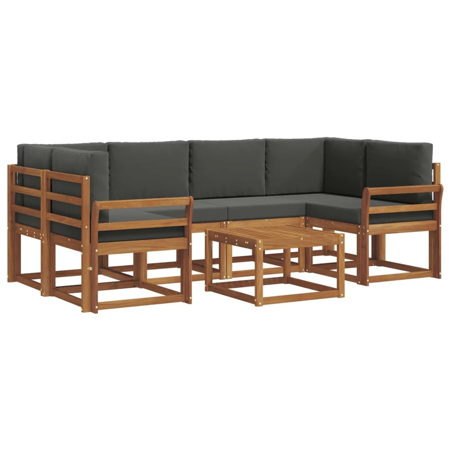 vidaXL Outdoor-Sofagarnitur 7-teilig aus Akazienholz mit Kissen in Anthrazit und Natur - Bild 2