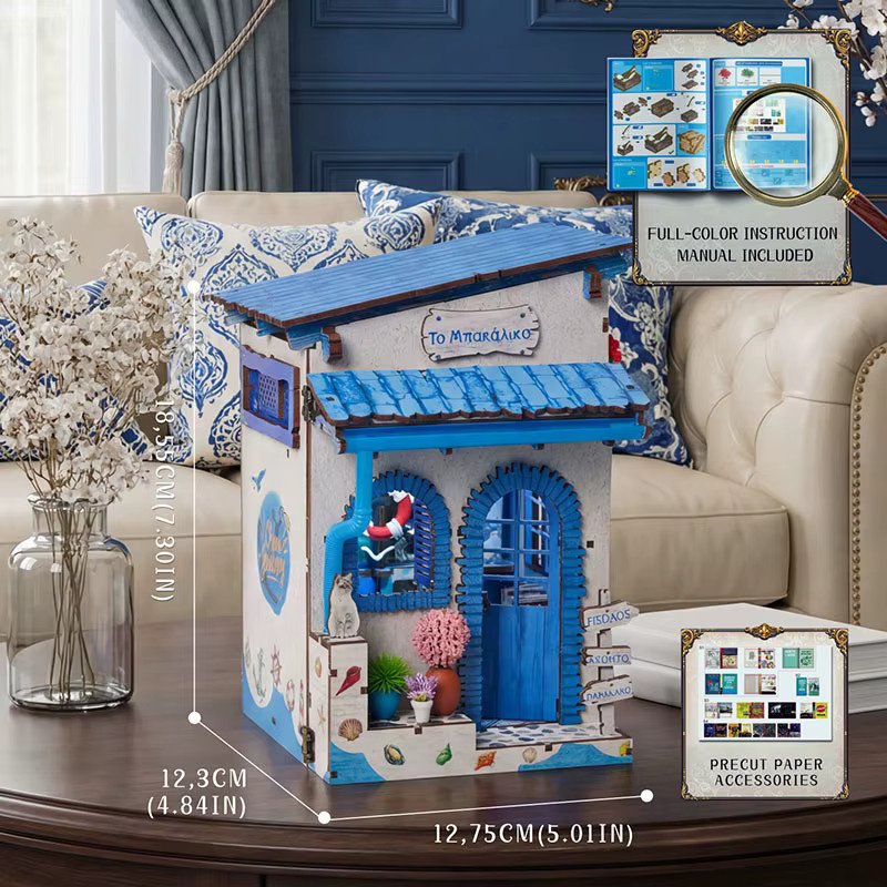 zuuton DIY Miniatur-Puppenhaus-Set, 3D Holzpuzzle Landhaus-Modell, mit LED-Beleuchtung, ab 14 Jahren - Bild 5