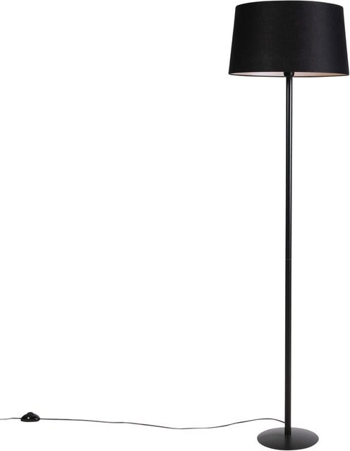 QAZQA Simplo Stehlampe Schwarz mit Leinenschirm und Metallfuß, dimmbar, E27, Höhe: 164 cm - Bild 1