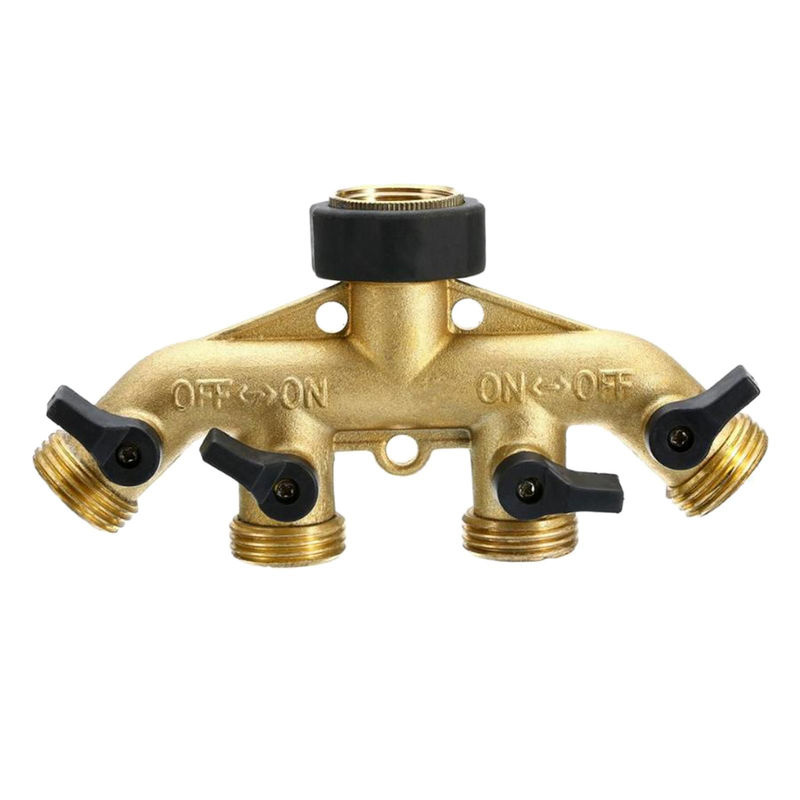 TOMTOP JMS 4-Wege-Gartenschlauchverteiler aus Kupfer mit 4 Ventilen und 3/4-Zoll-Anschluss in Gold/Kupfer - Bild 3
