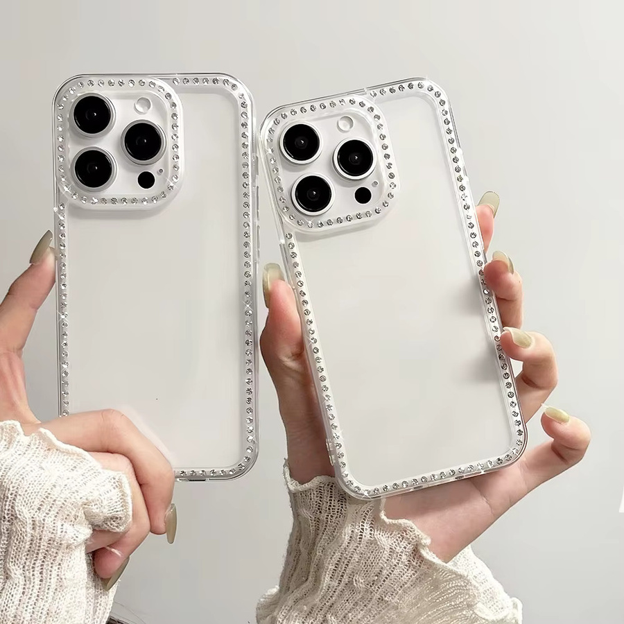 AKABEILA Handyhülle mit Strassbeschichtung für iPhone, transparent, stoßfeste Schutzhülle - Bild 3