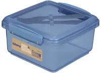 sistema Lunchbox Lunch Plus in Blau/Multicolor mit Besteck, mikrowellenfest und spülmaschinenfest - Bild 1