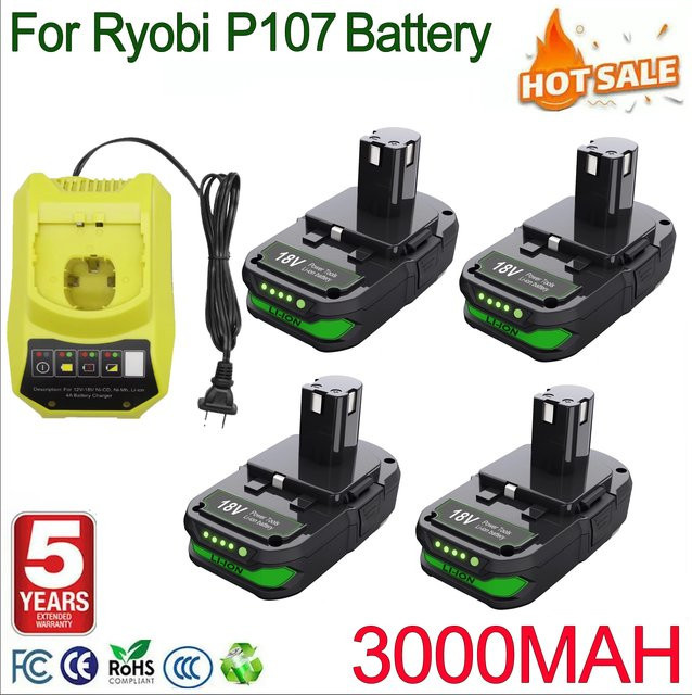 Bonacell Ersatzakku 3000mAh für Ryobi 18V Li-Ion Akku-Werkzeuge, kompatibel mit Ryobi P107, P108 und RB18L50 - Bild 1