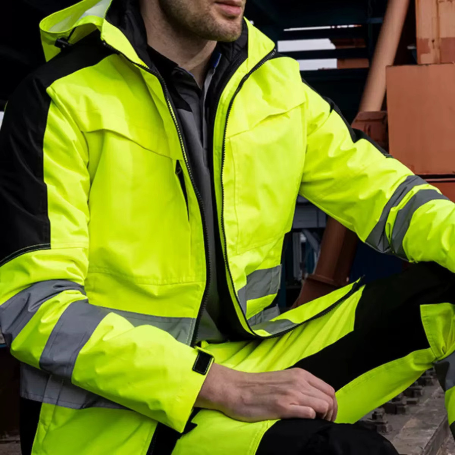 SPARDWEAR 3-in-1 Winter-Arbeitsanzug Set für Bauarbeiter, wasserdichte Arbeitsjacke mit Futter und Arbeitshose, Farbe: Gelb - Bild 3