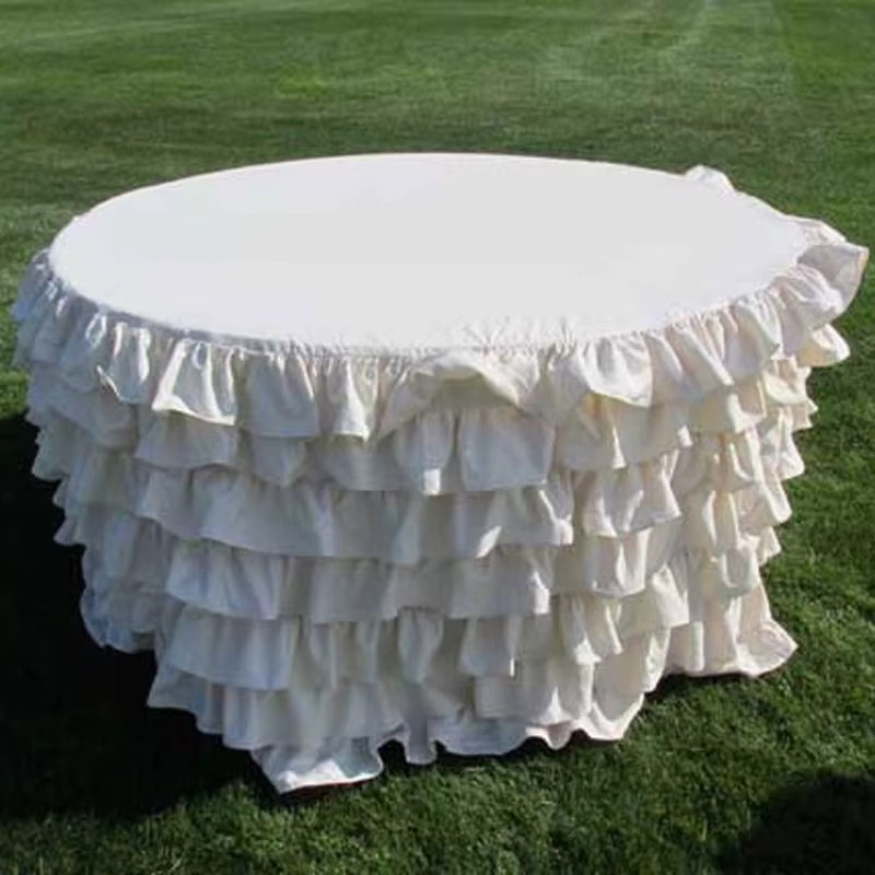 Runde Tischdecke aus Leinen von POLIS mit gerüschten Schichten für Hochzeit und Party in Rot oder Weiß - Bild 3