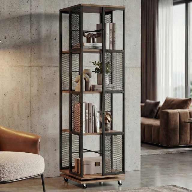 MCW Bücherregal P13 Industrial Design aus Metall und Melamin in Braun, H x B x T: 147 x 40 x 40 cm - Bild 1