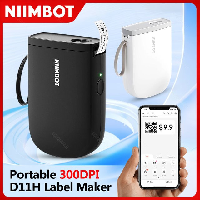 NIIMBOT D11H Mini Bluetooth Etikettendrucker mit Thermodruck-Funktion inklusive einer Rolle Etikettenpapier für Notizen, Namen und Daten - Bild 1