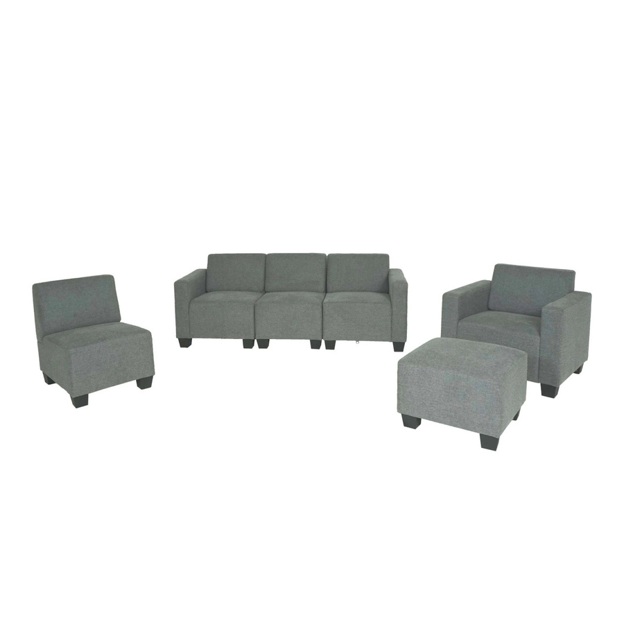 MCW Sofa-System Moncalieri 6-teilige modulare Couch-Garnitur in Grau mit Stoffbezug und Ottoman im Lounge-Stil - Bild 3