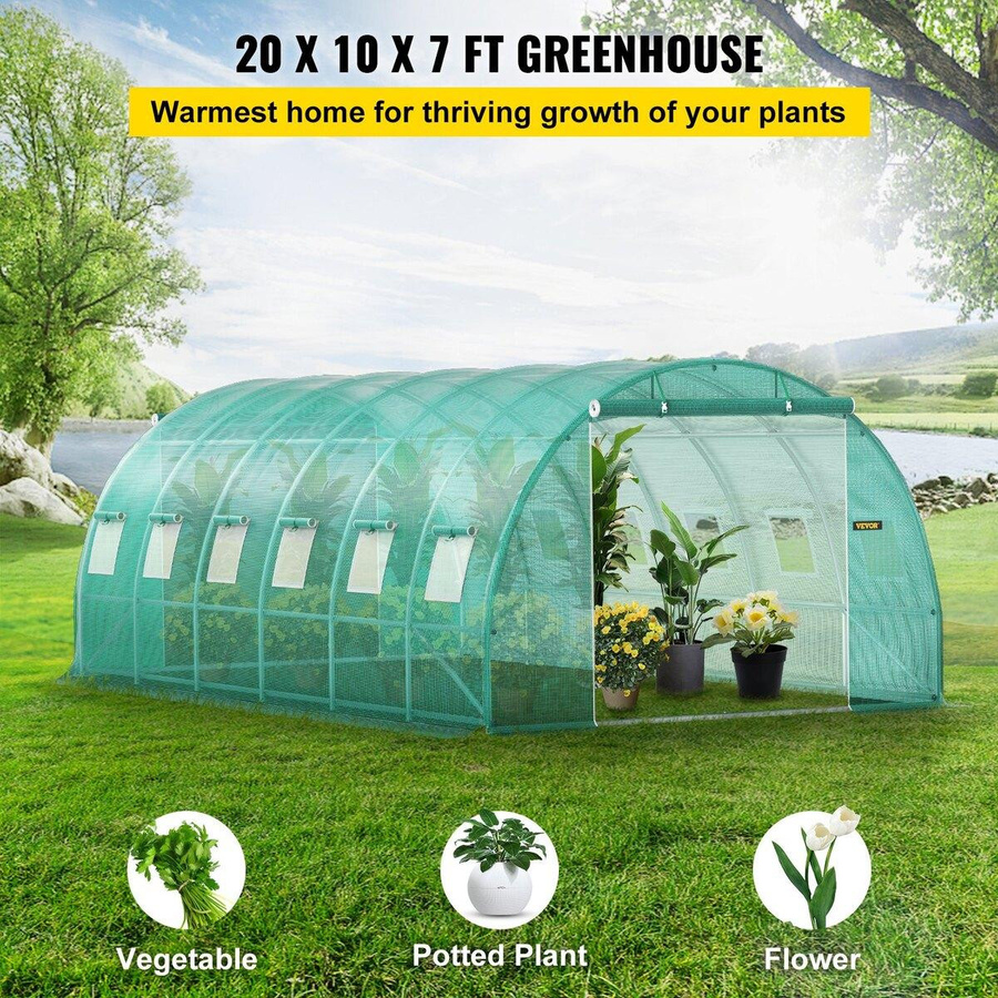 Buying Solutions MB Gewächshaustunnel Grün mit verzinkten Stahlbögen und PE-Abdeckung, B: 609,6 cm, T: 304,8 cm, H: 213,4 cm - Bild 2