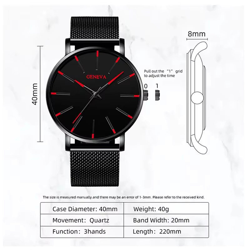DEYROS Armbanduhr Edelstahl, Quarz, Schwarz, Herren, Rund - Bild 2
