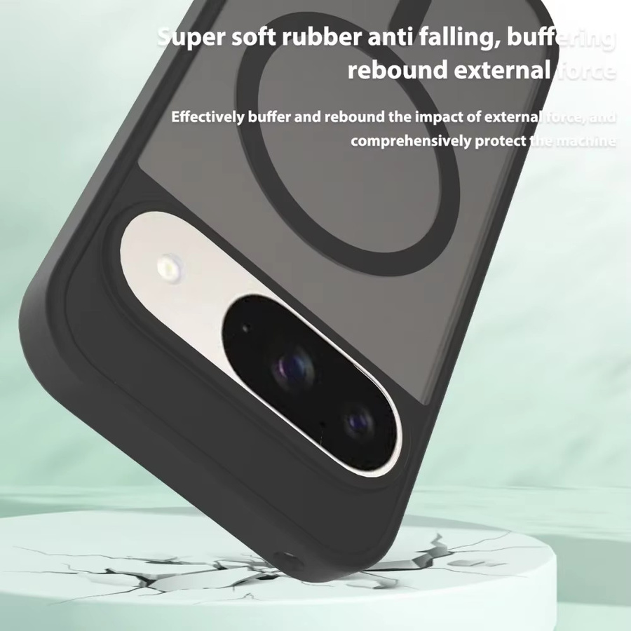 Magnetische kabellose Ladehülle für Google Pixel 10, 9 und 9 Pro XL, mattiertes TPU und PC Gehäuse mit Anti-Drop-Schutz, transparent, lila, schwarz - Bild 5