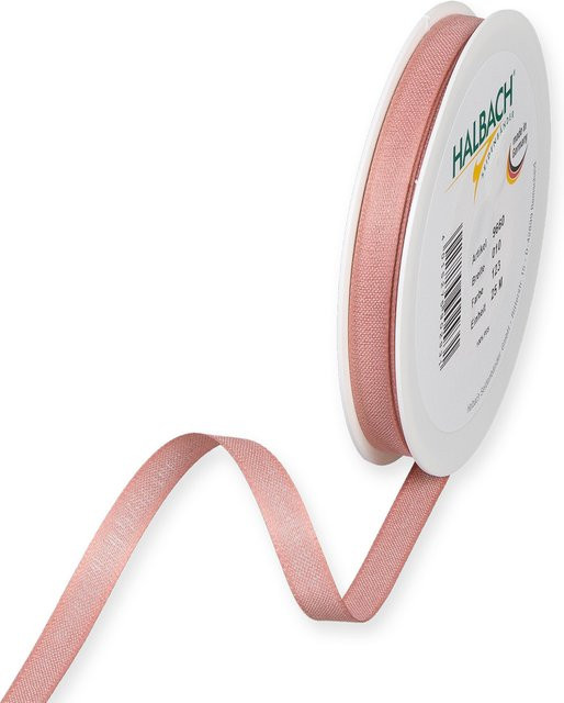 Halbach Dekoband in Baumwolloptik aus Polyester, Breite: 1 cm, Länge: 7 m, Farbe: Rötlich Rosa - Bild 1