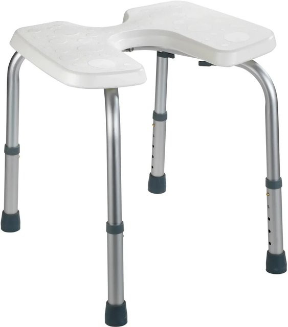 Wenko Duschhocker Secura höhenverstellbar in Weiß und Aluminiumfarben, B/T/H: 46 x 46 x 53,5 cm - Bild 1