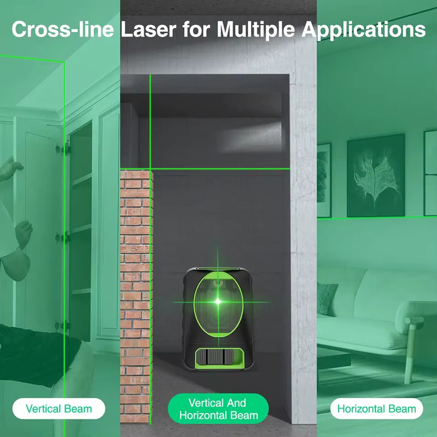 Huepar BOX-1G Kreuzlinien-Laser-Level mit zwei selbstnivellierenden grünen Strahlen für den Außenbereich, Farbe: Grün/Schwarz - Bild 6