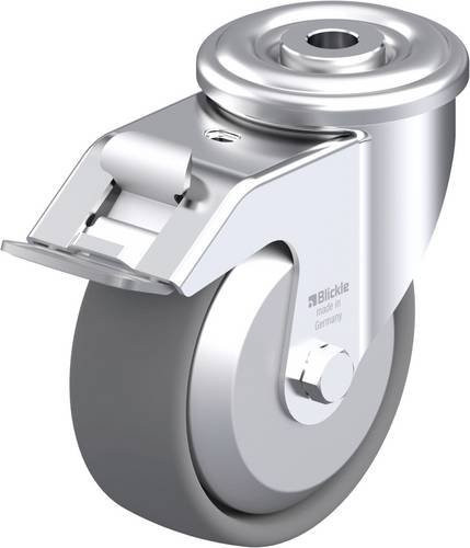 Blickle LER-PO 100G-FI-ELS-FA Stahlblech-Lenkrolle in Silber/Grau mit 100 mm Rad-Durchmesser und 150 kg Tragfähigkeit - Bild 1