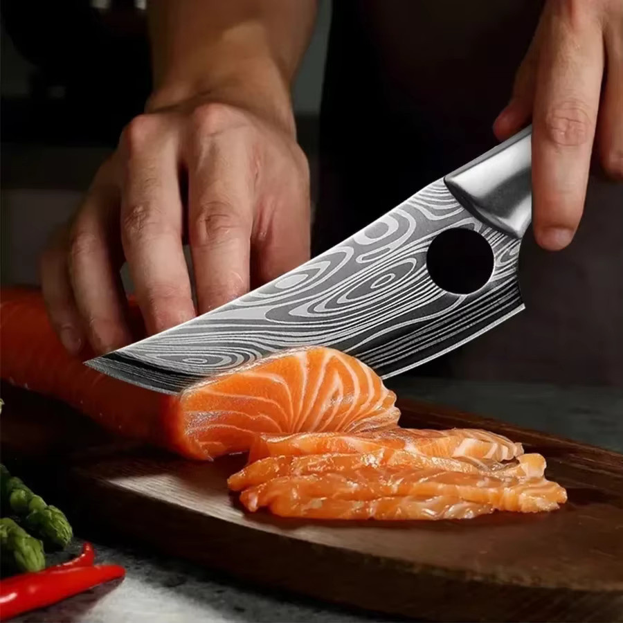 WXCOO Damaszener Küchenmesser aus Edelstahl in Silber für Fleisch, Fisch und Gemüse - Bild 2