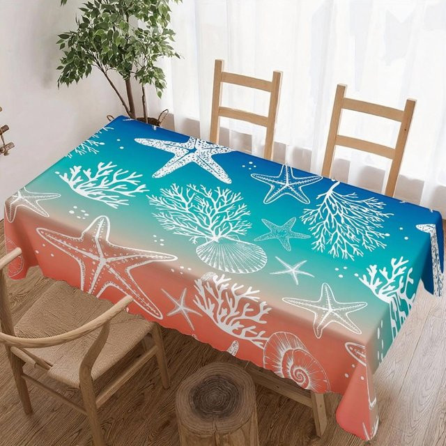 Wasserdichte Tischdecke mit Ozean-Motiv von JINGYUE Pet, Rechteckig, Mehrfarbig, B/T: 140 x 140 cm - Bild 1