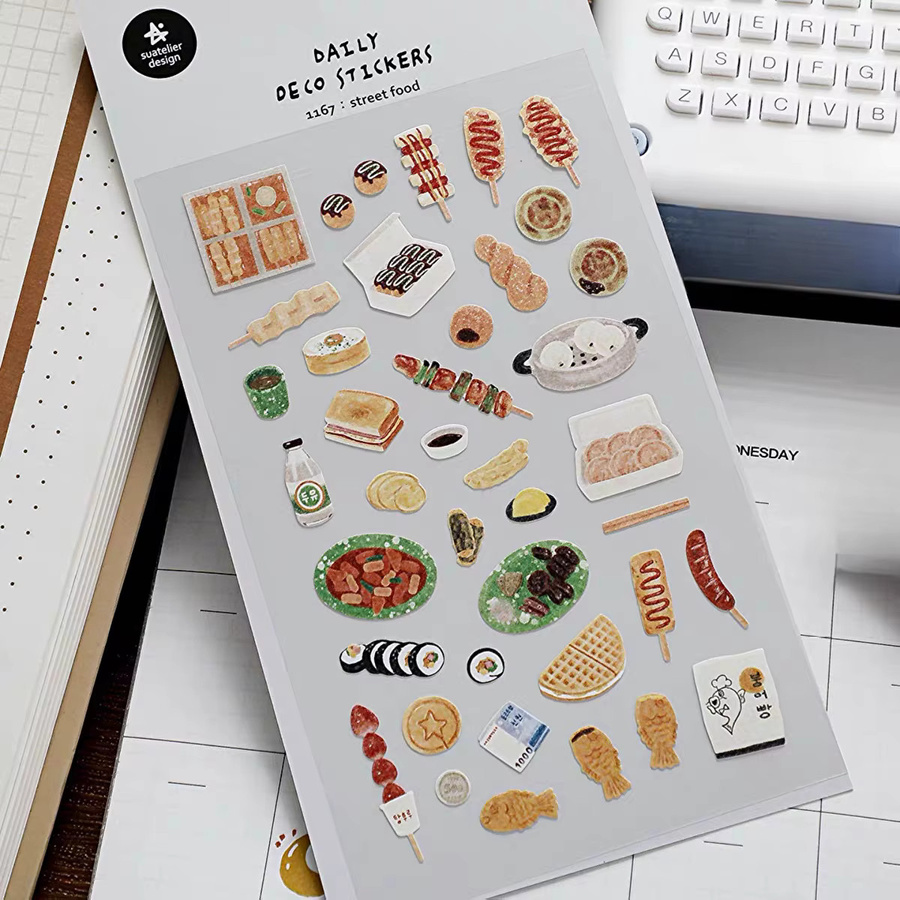 Suatelier Koreanische Street Food Snack Pfannkuchen Aufkleber für Scrapbooking und Journaling, Mehrfarbig - Bild 5