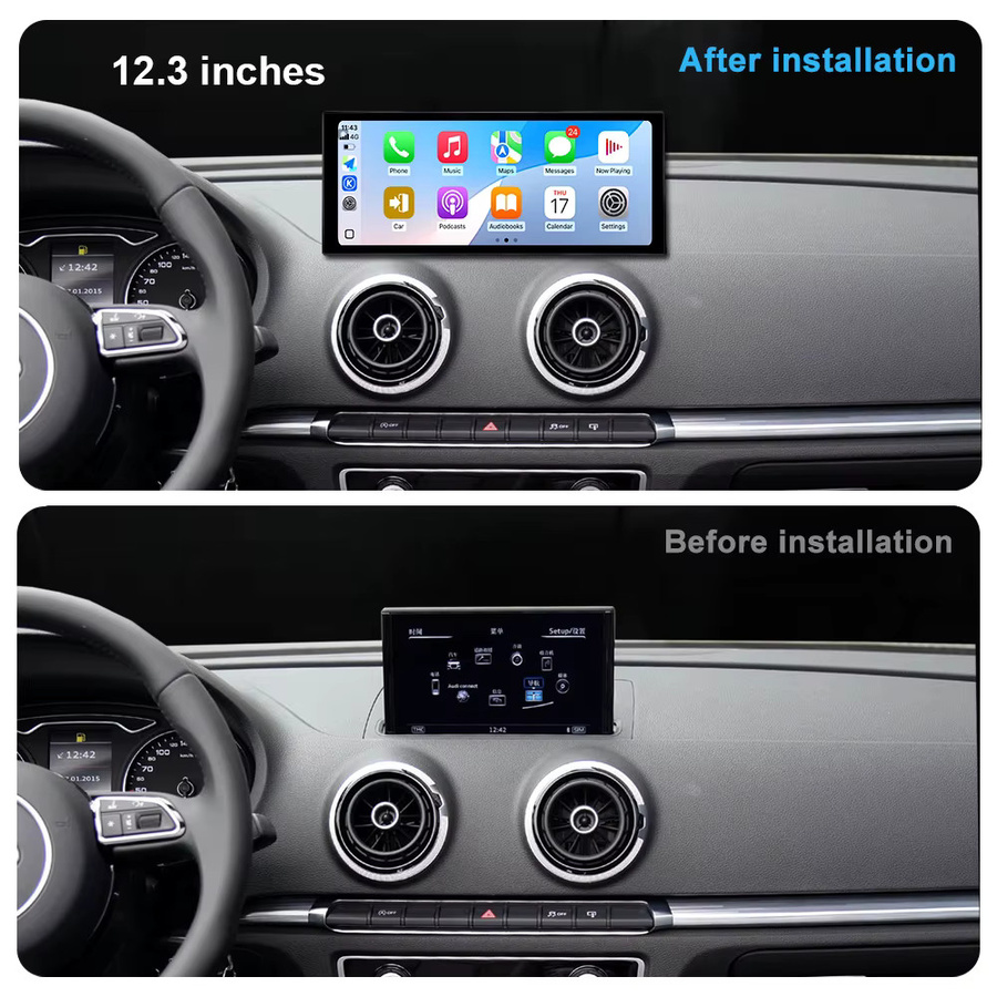 KJ-NAVI Android 14 Autoradio Multimedia Player für Audi A3 2013 - 2020 mit 10,33 Zoll HD Touchscreen, Wireless Carplay, 4G, WIFI und DSP, Schwarz - Bild 3
