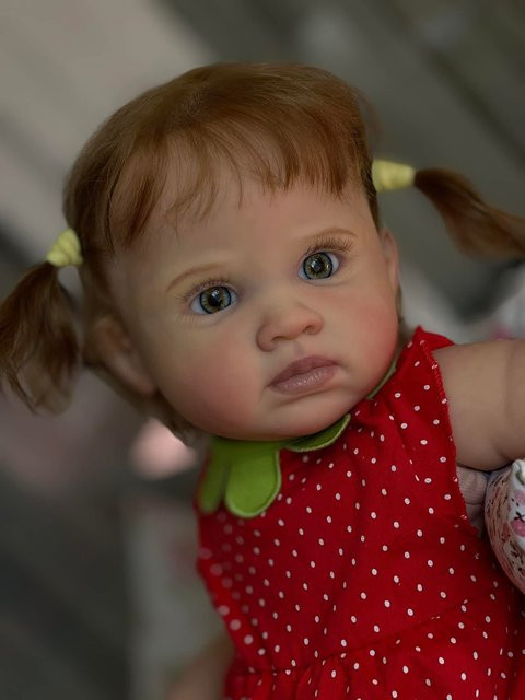 NPK Reborn Babypuppe Reuben 24 Zoll lebensechte Neugeborene Puppe aus Silikon in Rot für Sammler - Bild 1