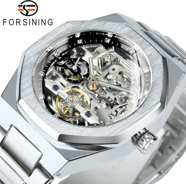 Forsining Armbanduhr Tourbillon Skeleton, Automatik, Edelstahl, Herren - Bild 1