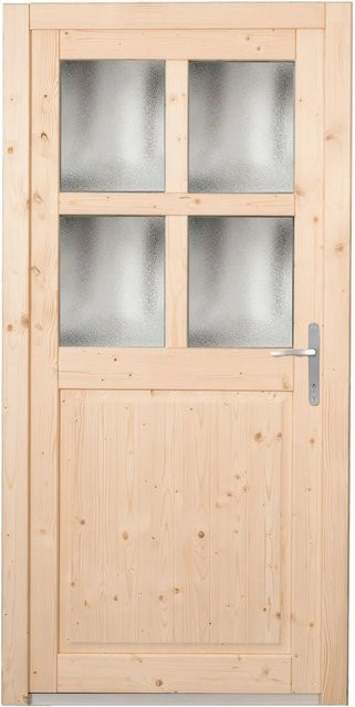 Panto Holz-Nebeneingangstür NET 502 Natur mit Glaseinsatz, Farbe: Braun, B: 98 cm, H: 198 cm, DIN Rechts - Bild 1
