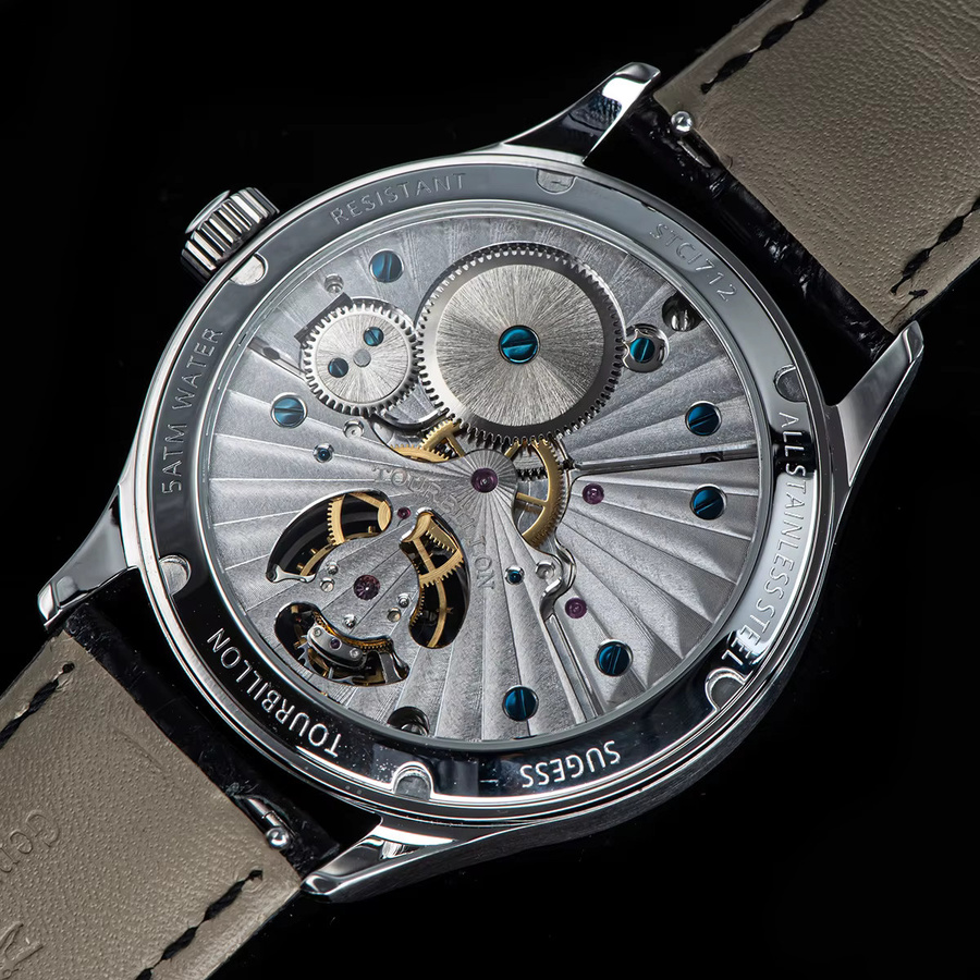 Sugess Armbanduhr Tourbillon, Mechanisch, Edelstahl, Leder, Herren - Bild 3