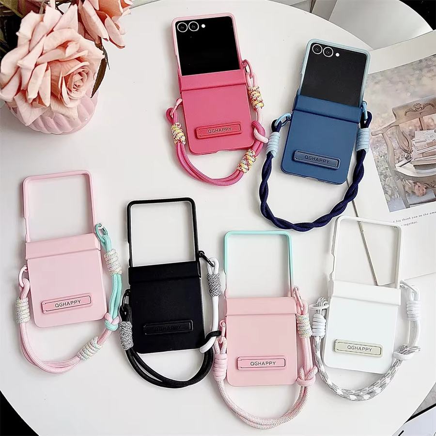 Handgelenk-Strap Schutzhülle mit Scharnierschutz und Farbverlauf Candy für Samsung Galaxy Z Flip 7 FE, Z Flip 6, Z Flip 5, Z Flip 4, Z Flip 3 in Multicolour und Schwarz - Bild 5