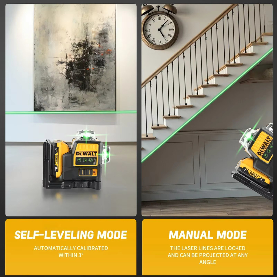 DeWalt DW089LG 12V Lithium-Akku Laser-Wasserwaage mit 12 grünen Linien und 360 Grad vertikaler Messung für den Outdoor-Einsatz - Bild 4