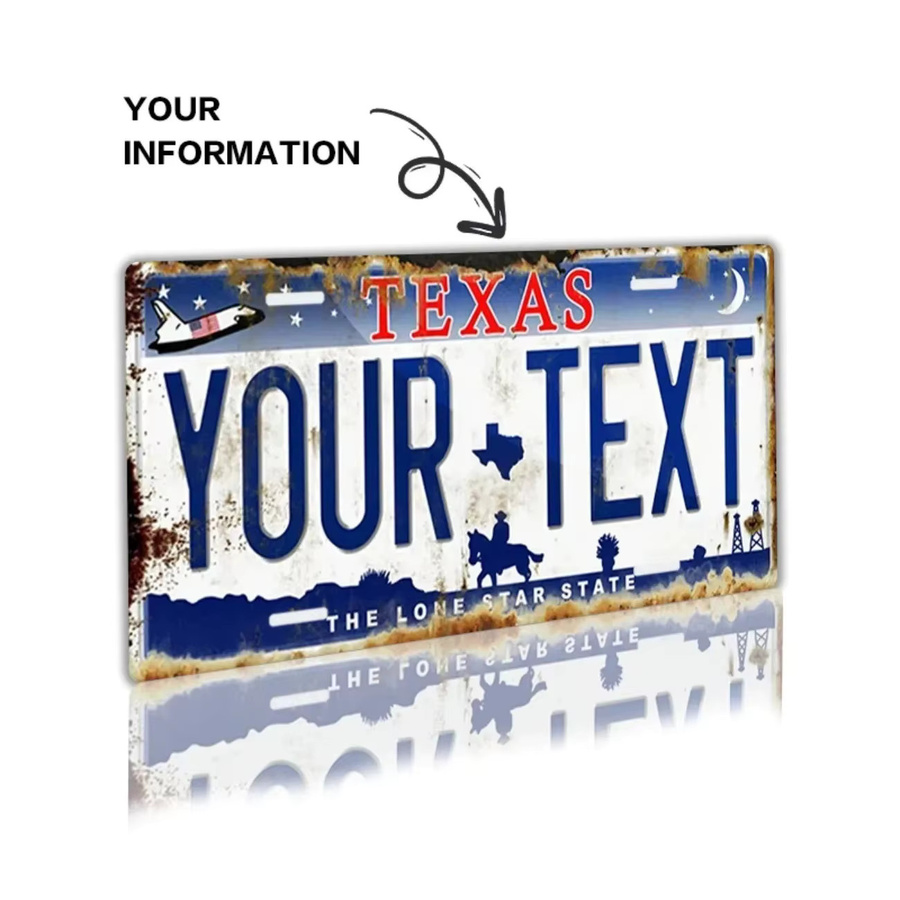 Personalisiertes Texas Nummernschild aus Aluminium von CIFBUY als individuelle Garagenwand-Dekoration im Vintage-Stil, Breite: 30,48 cm, Höhe: 15,24 cm - Bild 2