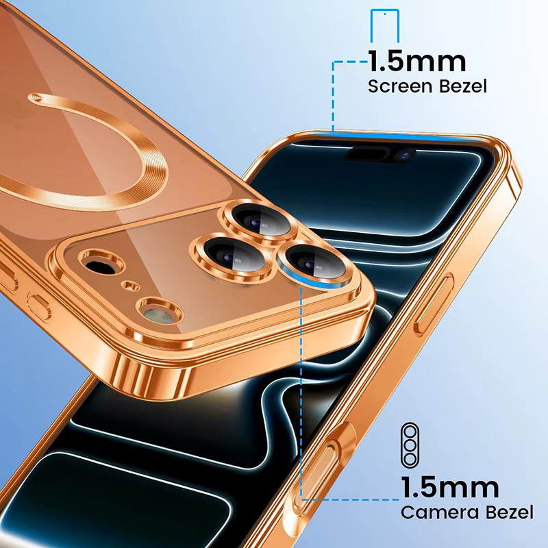 MagSafe Handyhülle für Apple iPhone 17 Pro Max, 17 Pro und 17 Air in Orange mit luxuriösem Kameraobjektiv-Schutz und magnetischer Beschichtung - Bild 1