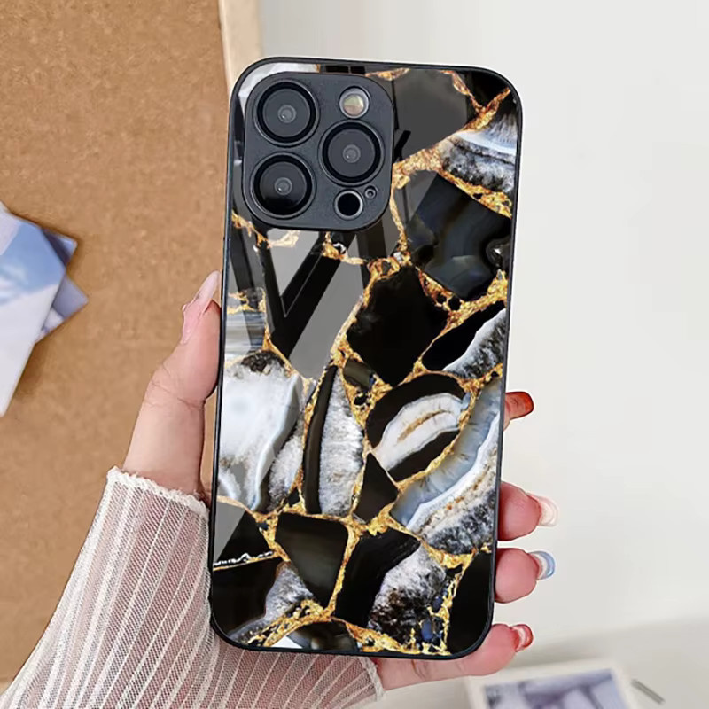 AKABEILA Marmor-Stein Hartglas Schutzhülle für dein iPhone (kompatibel mit verschiedenen Modellen) - Bild 1