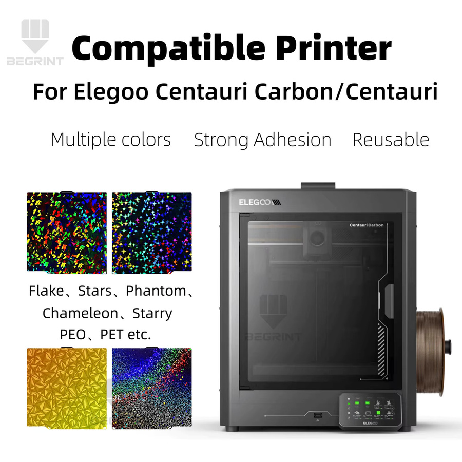 ELEGOO Centauri Carbon doppelseitiges PEI Federstahlblech Heat Bed Bauplatte in Schwarz, B: 260 mm, T: 271 mm - Bild 6