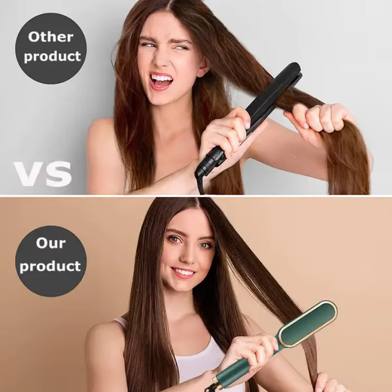 Haarglätter 3 in 1 Keramik Haarglättungskamm und Lockenwickler, grün, Damen - Bild 2